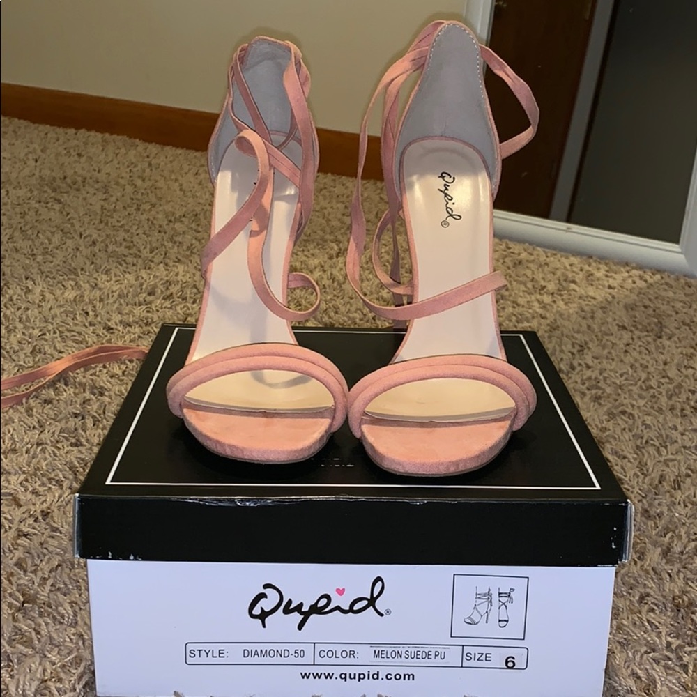 Blush Pink Wrap Heels